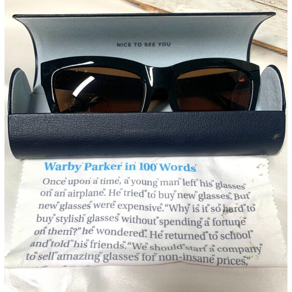 Joe's Jeans Unisex Polarized Black Sunglasses With Brown Lenses Case & Cloth - Picture 4 of 7